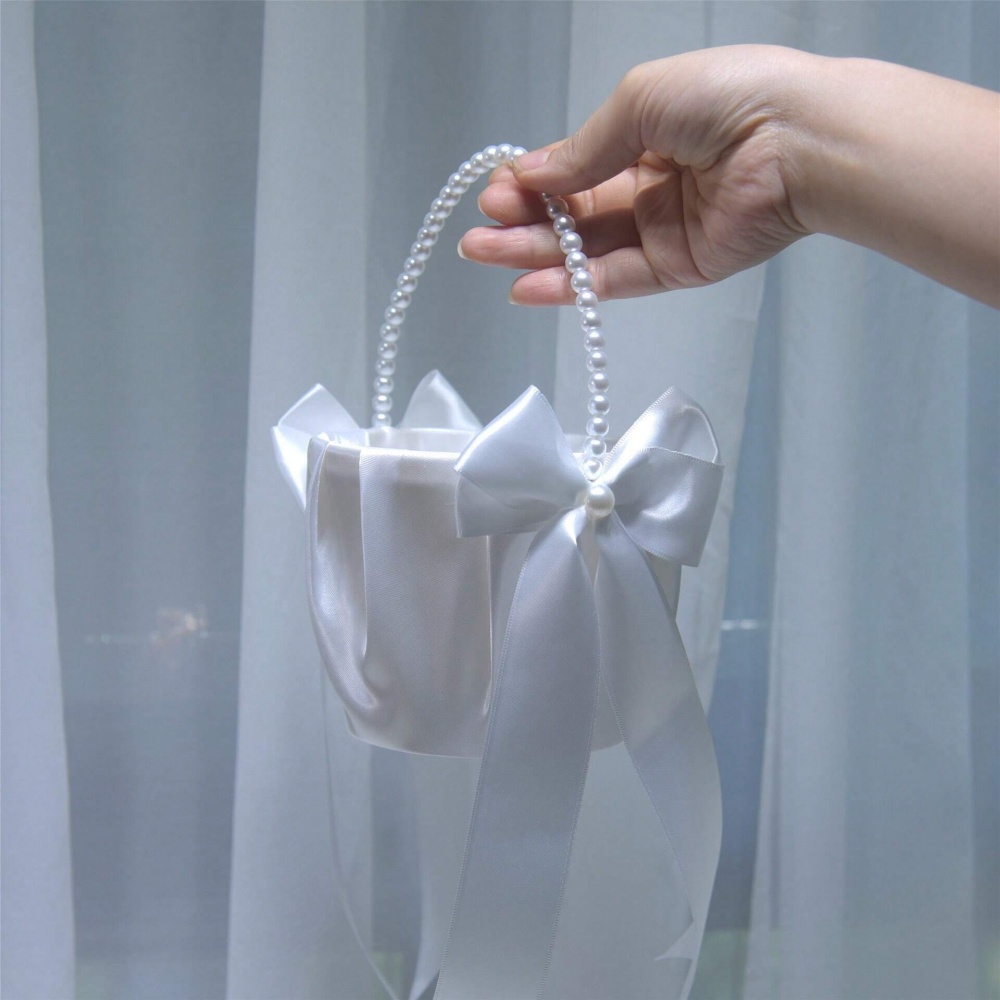 Gardening Tools Girls - Cesta de satén blanco con lazo