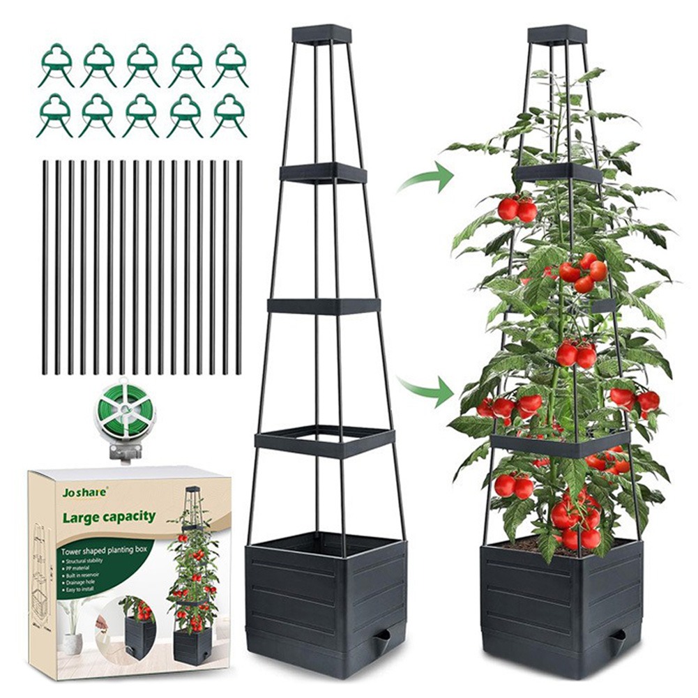 Self-Watering Planter - Jardinera Elevada con Enrejado para Tomates,